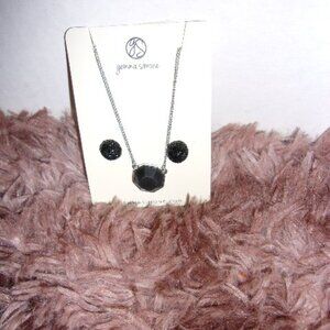 NEW GEMMA SIMONE necklace & black earrings set in silver/black
